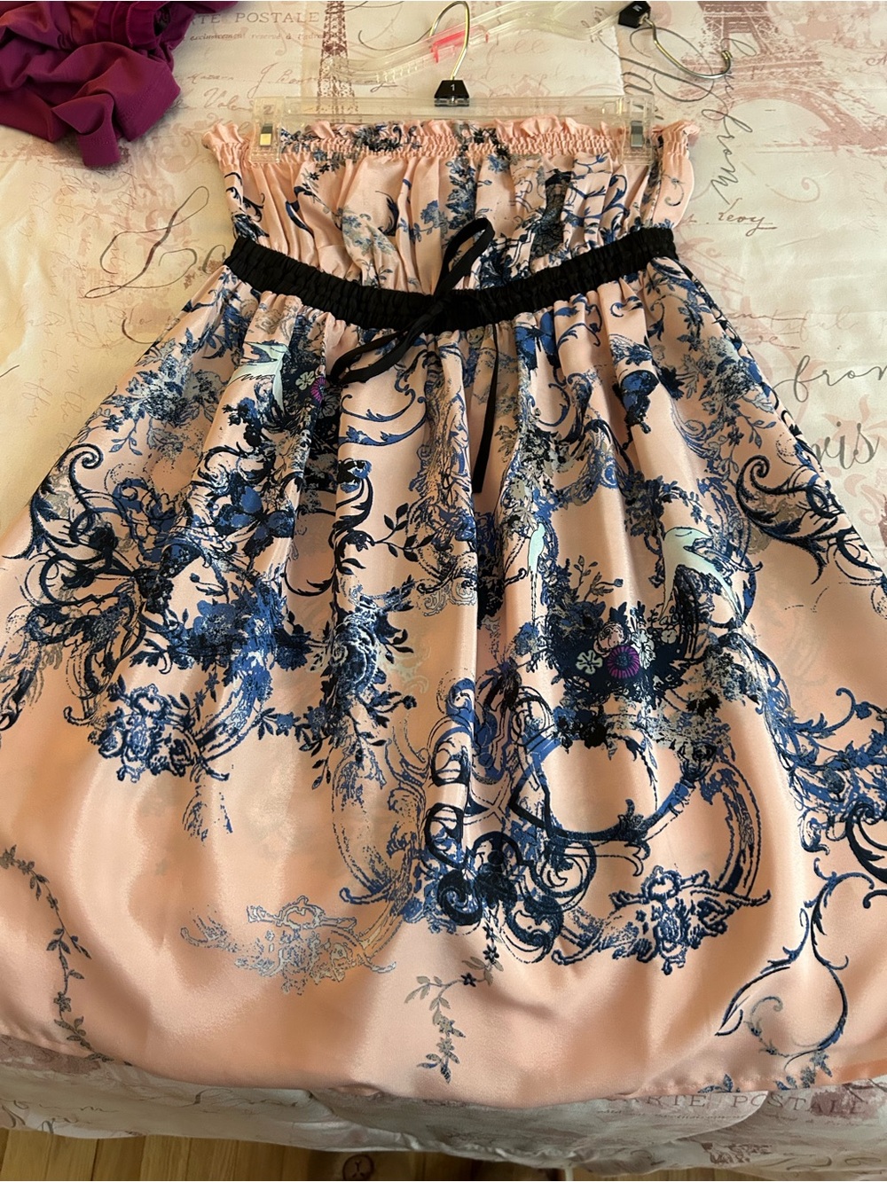 Strapless dress.